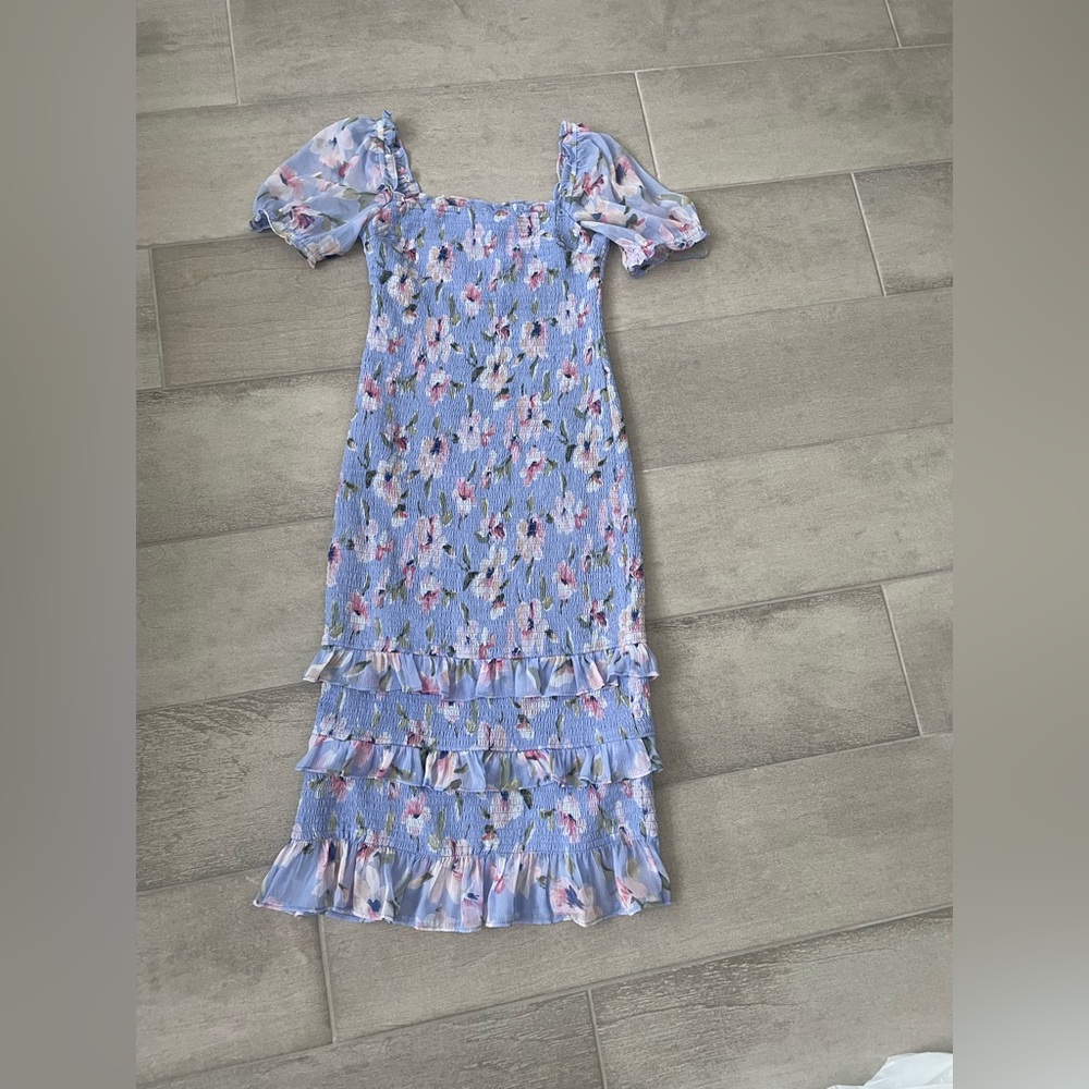 Abercrombie & Fitch Light Blue Floral Midi Dress